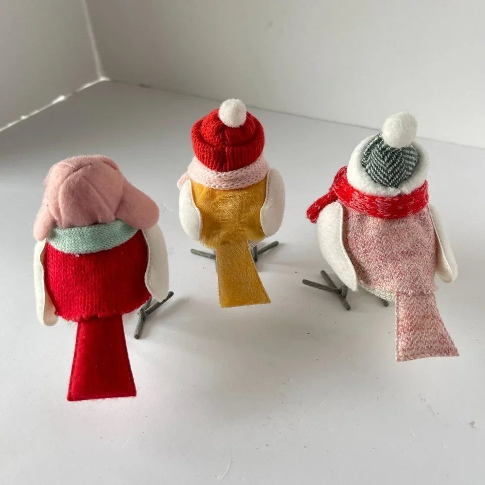Target Wondershop 2021 Featherly Friends Birds Fabric‎ Christmas Figurines 3pcs - Picture 4 of 5